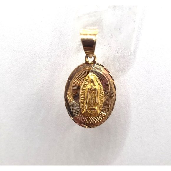 14K Gold Guadalupe Sacred Heart Double Sided Scapular Pendant Religious - Picture 12 of 12